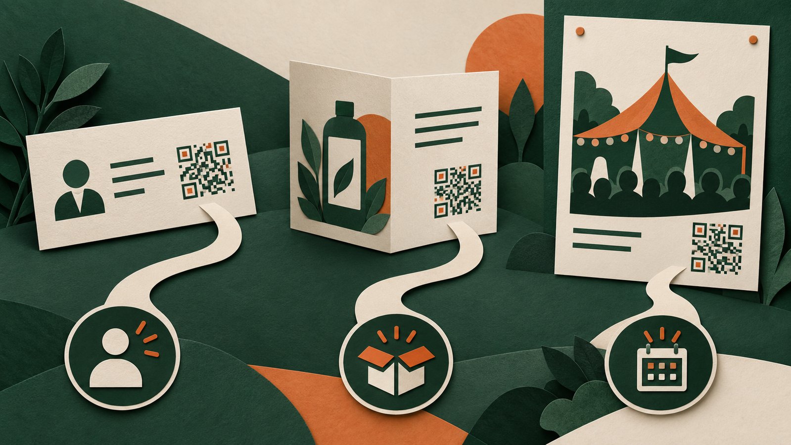 Editorial illustration of three printed materials leading toward different clearly organized destinations.